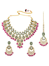 Gold Plated Purple Kundan Bead Bridal Necklace Set