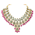 Gold Plated Purple Kundan Bead Bridal Necklace Set