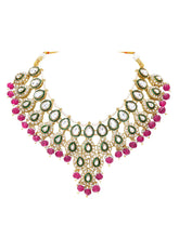 Gold Plated Purple Kundan Bead Bridal Necklace Set