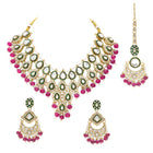 Gold Plated Purple Kundan Bead Bridal Necklace Set