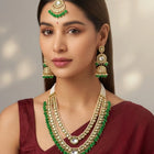 Gold Plated Green Kundan Layered Bridal Set