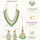 Gold Plated Green Kundan Layered Bridal Set