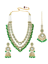 Gold Plated Green Kundan Layered Bridal Set