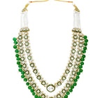 Gold Plated Green Kundan Layered Bridal Set