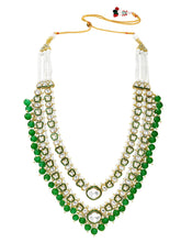 Gold Plated Green Kundan Layered Bridal Set