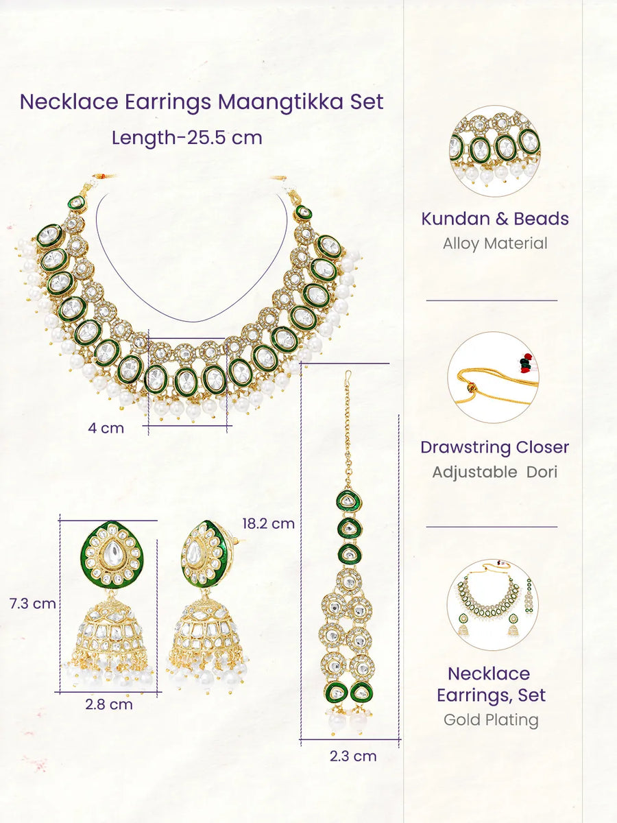 Gold Plated Green Kundan Wedding Set