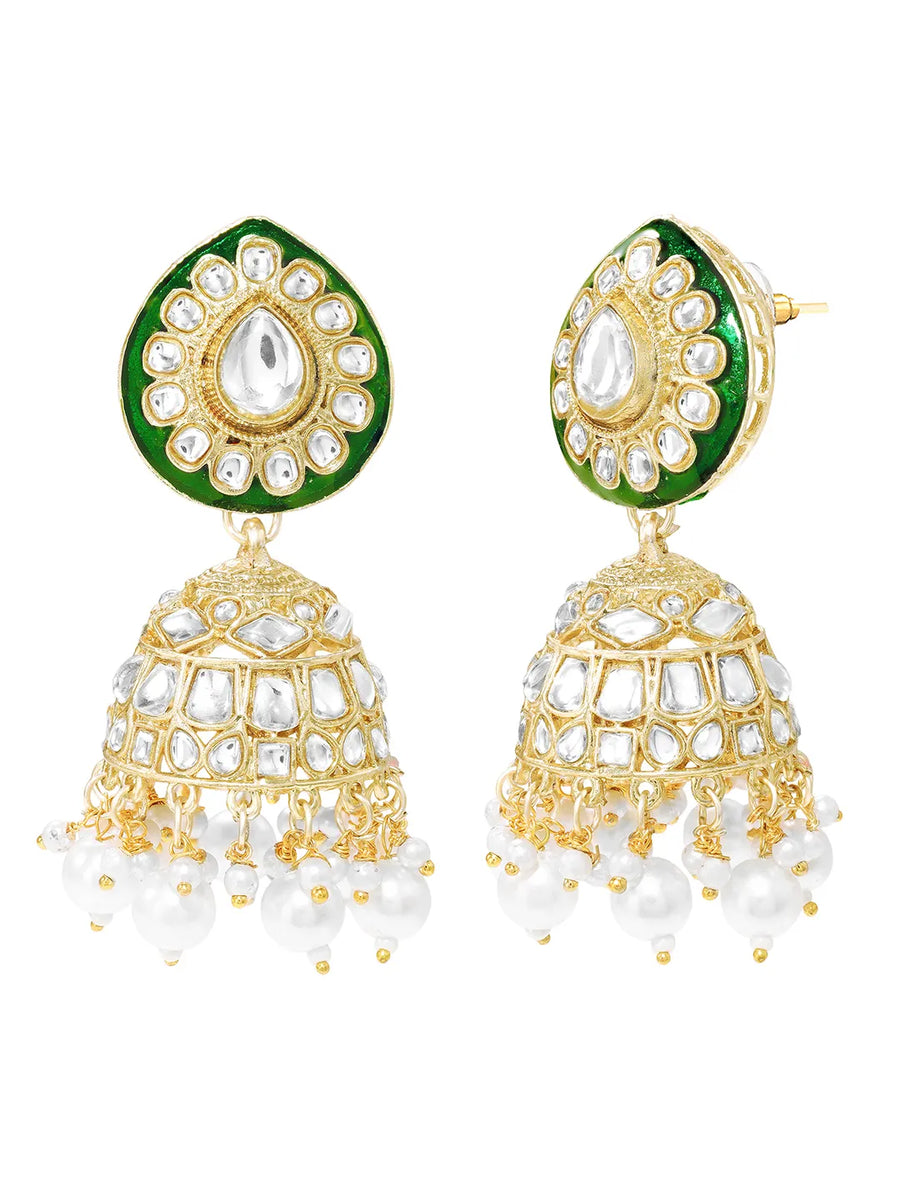 Gold Plated Green Kundan Wedding Set