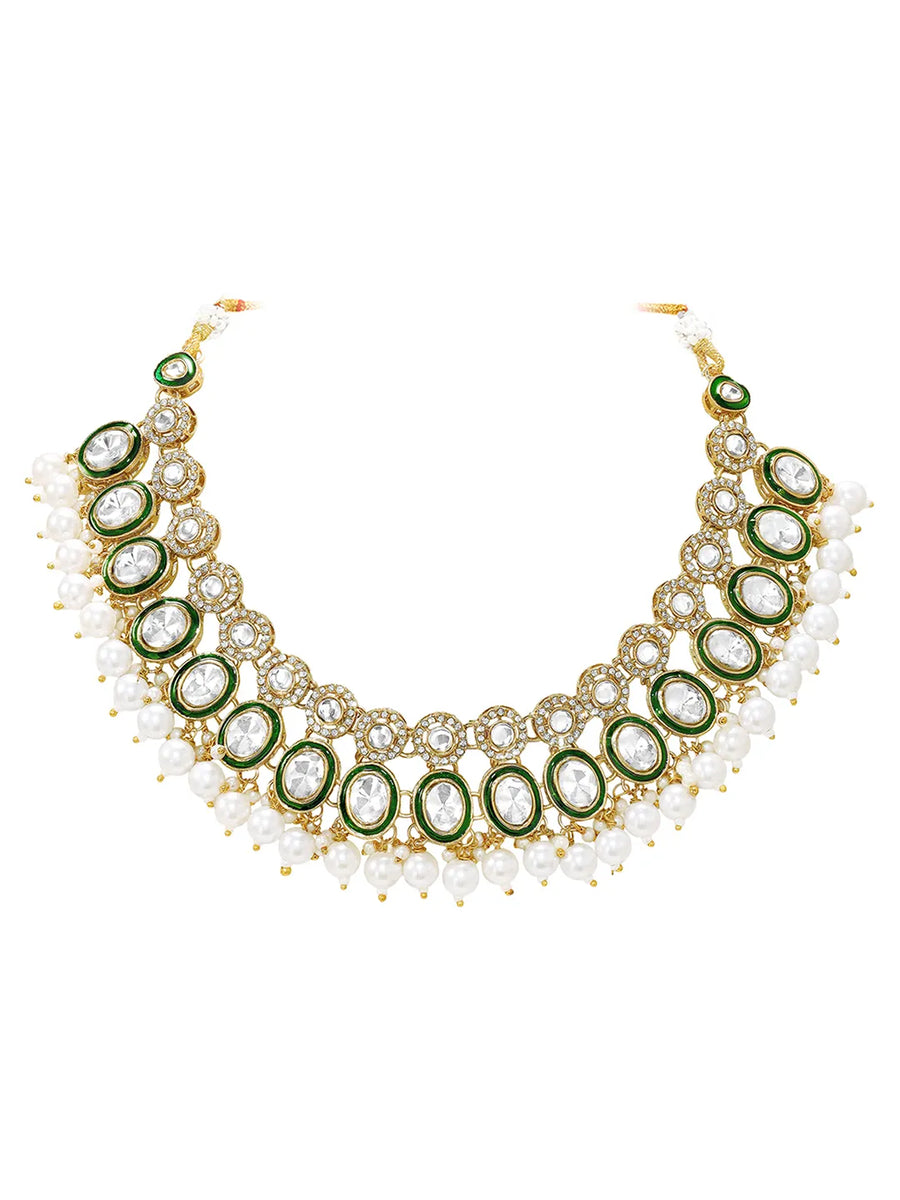 Gold Plated Green Kundan Wedding Set