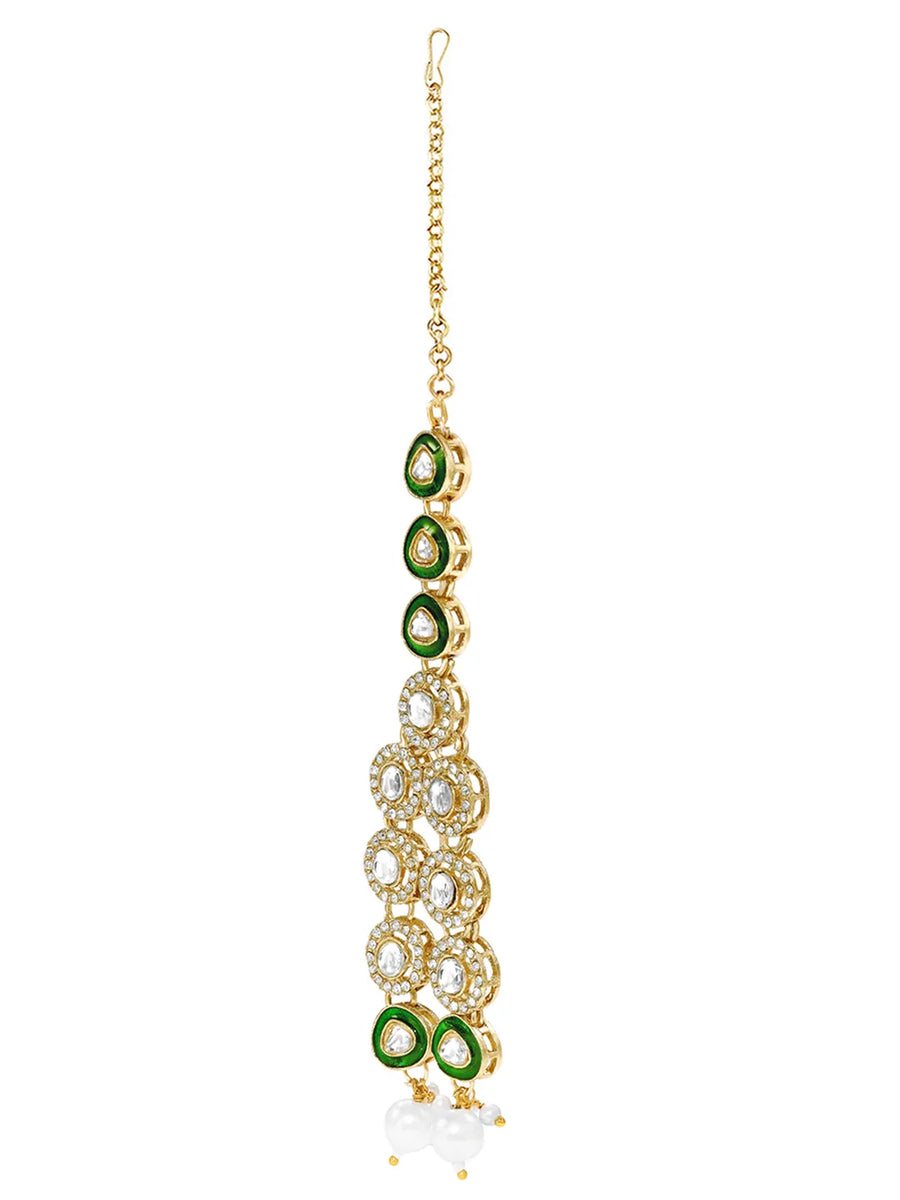 Gold Plated Green Kundan Wedding Set