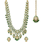 Gold Plated Green Kundan Layered Necklace Set