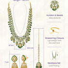 Gold Plated Green Kundan Layered Necklace Set