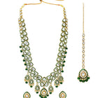 Gold Plated Green Kundan Layered Necklace Set