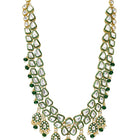 Gold Plated Green Kundan Layered Necklace Set
