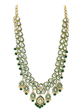 Gold Plated Green Kundan Layered Necklace Set