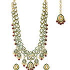 Gold Plated Green Kundan Heritage Necklace Set