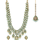 Gold Plated Mint Kundan Layered Bridal Set