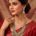 Gold Plated Mint Kundan Layered Bridal Set