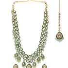 Gold Plated Mint Kundan Layered Bridal Set