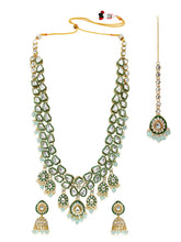 Gold Plated Mint Kundan Layered Bridal Set