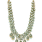 Gold Plated Mint Kundan Layered Bridal Set