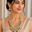 Gold Plated Green Kundan Heritage Necklace Set