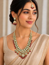 Gold Plated Green Kundan Heritage Necklace Set