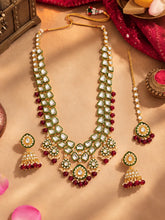 Gold Plated Green Kundan Heritage Necklace Set