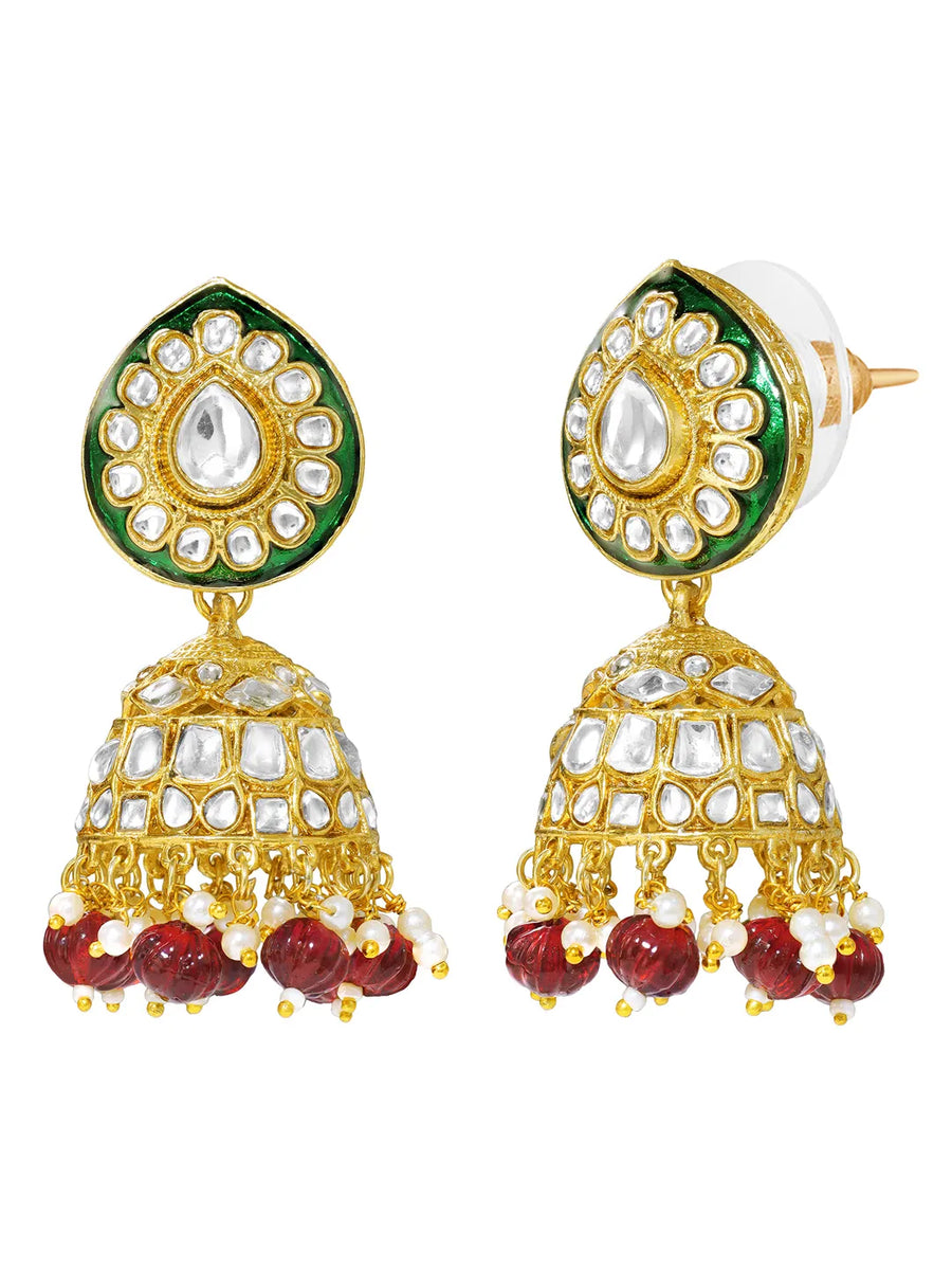 Gold Plated Green Kundan Heritage Necklace Set