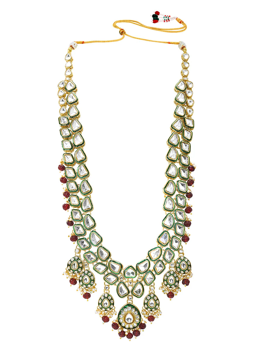 Gold Plated Green Kundan Heritage Necklace Set