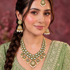 Gold Plated Green Kundan Bridal Jewellery Set