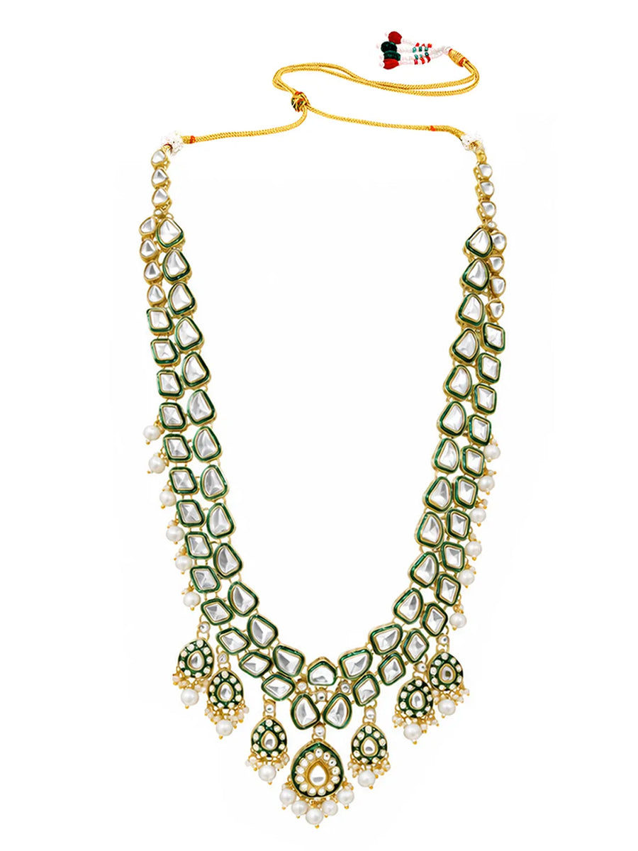 Gold Plated Green Kundan Bridal Jewellery Set