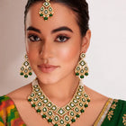 Gold Plated Green Kundan Pearl Bridal Set