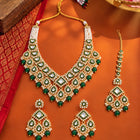 Gold Plated Green Kundan Pearl Bridal Set