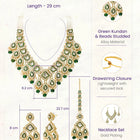 Gold Plated Green Kundan Pearl Bridal Set