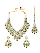 Gold Plated Green Kundan Pearl Bridal Set