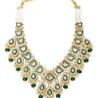 Gold Plated Green Kundan Pearl Bridal Set