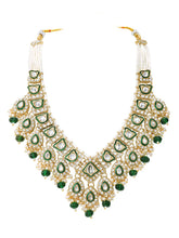 Gold Plated Green Kundan Pearl Bridal Set
