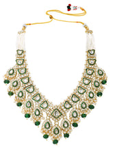 Gold Plated Green Kundan Pearl Bridal Set