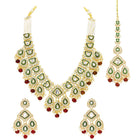 Gold Plated Green Kundan Maroon Bead Bridal Set