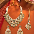 Gold Plated Green Mint Kundan Pearl Bridal Set