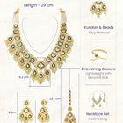 Gold Plated Green Mint Kundan Pearl Bridal Set