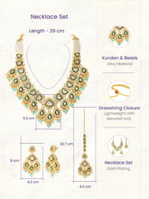 Gold Plated Green Mint Kundan Pearl Bridal Set