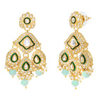 Gold Plated Green Mint Kundan Pearl Bridal Set