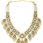 Gold Plated Green Mint Kundan Pearl Bridal Set