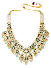 Gold Plated Green Mint Kundan Pearl Bridal Set