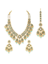 Gold Plated Green Mint Kundan Pearl Bridal Set