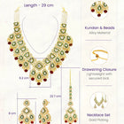 Gold Plated Green Kundan Maroon Bead Bridal Set