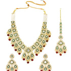 Gold Plated Green Kundan Maroon Bead Bridal Set