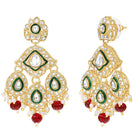 Gold Plated Green Kundan Maroon Bead Bridal Set