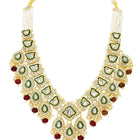 Gold Plated Green Kundan Maroon Bead Bridal Set